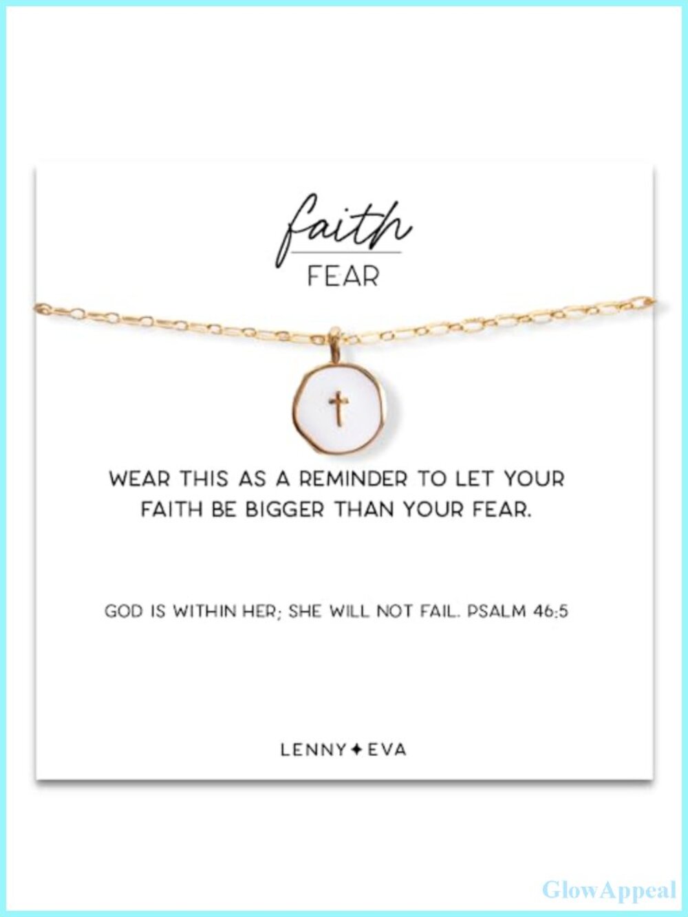 Faith Over Fear Cross Pendant Necklace Gold Plated Adjustable
